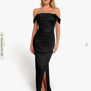 Chic Black Strapless Evening Dress